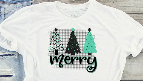 MERRY Christmas Tree Trio T-Shirt-White